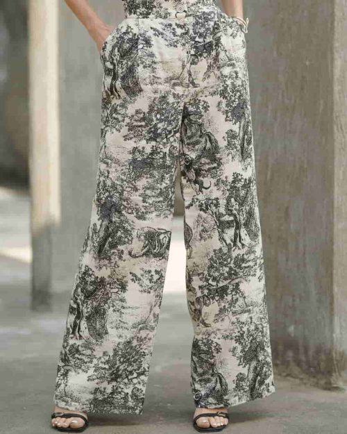 شلوار طرحدار زنانه کنفی گاندی