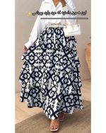 دامن مجلسی چین دار زنانه طرح دار ملینا