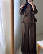 ست مانتو کوتاه و شلوار بگ زنانه مهربانو - تصویر 2