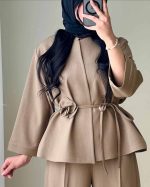 ست مانتو کوتاه و شلوار بگ زنانه مهربانو