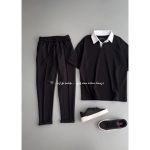 تیشرت بیسیک یقه دار و شلوار مردانه کبیر