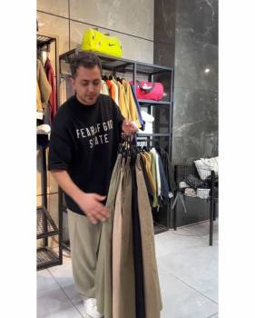 دامن لینن زنانه بلند نیلگون
