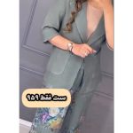 کت و شلوار طرح دار زنانه لینن تیلور