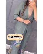 کت و شلوار طرح دار زنانه لینن تیلور