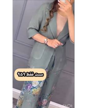 کت و شلوار طرح دار زنانه لینن تیلور
