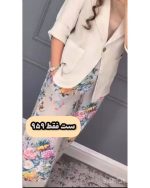 کت و شلوار طرح دار زنانه لینن تیلور