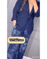 کت و شلوار طرح دار زنانه لینن تیلور