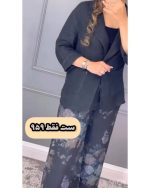 کت و شلوار طرح دار زنانه لینن تیلور