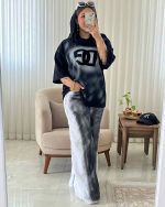 تیشرت باکسی و شلوار کتان زنانه دندی