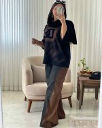 تیشرت باکسی و شلوار کتان زنانه دندی