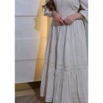 پیراهن خامه دوزی زنانه سفید نازنین