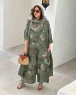 ست اورال و مانتو گلدار زنانه ناریکا