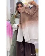 ست شومیز دو رنگ و شلوار زنانه سایه