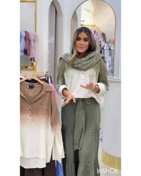 ست شومیز دو رنگ و شلوار زنانه سایه
