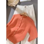 شومیز نارنجی و شلوار شانتون زنانه پگاه