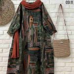 کفتان لینن طرح دار زنانه حنانه