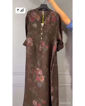 پیراهن لینن گلدار زنانه شیراز