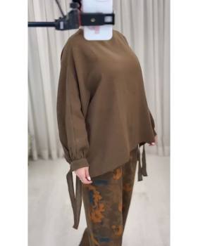 شومیز و شلوار طرحدار زنانه لینن پونه