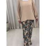 شومیز و شلوار طرحدار زنانه لینن پونه