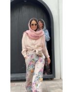 شومیز شلوار طرحدار دخترانه لینن قاصدک