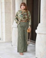 ست شومیز و شلوار گلدار بیرونی آیشیکو