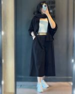 کت شلوار بگ کوتاه تابستانی زنانه گلدیس