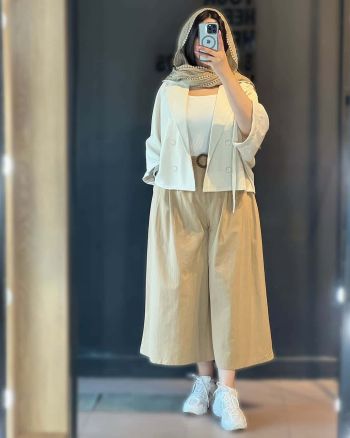 کت شلوار بگ کوتاه تابستانی زنانه گلدیس