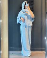 ست مانتو شلوار شانتون زنانه فائزه