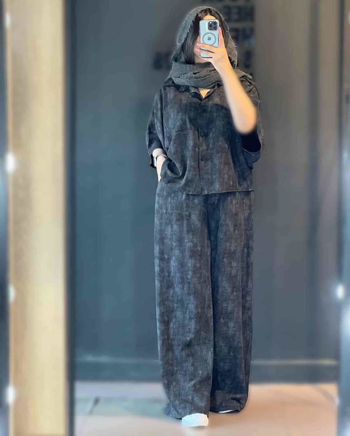 ست مانتو شلوار شانتون زنانه فائزه