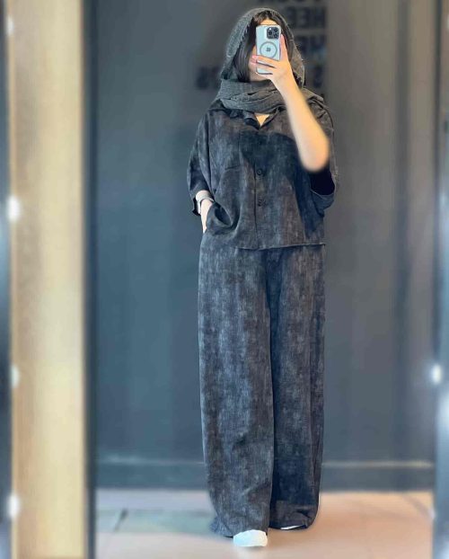 ست مانتو شلوار شانتون زنانه فائزه