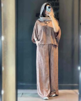 ست مانتو شلوار شانتون زنانه فائزه