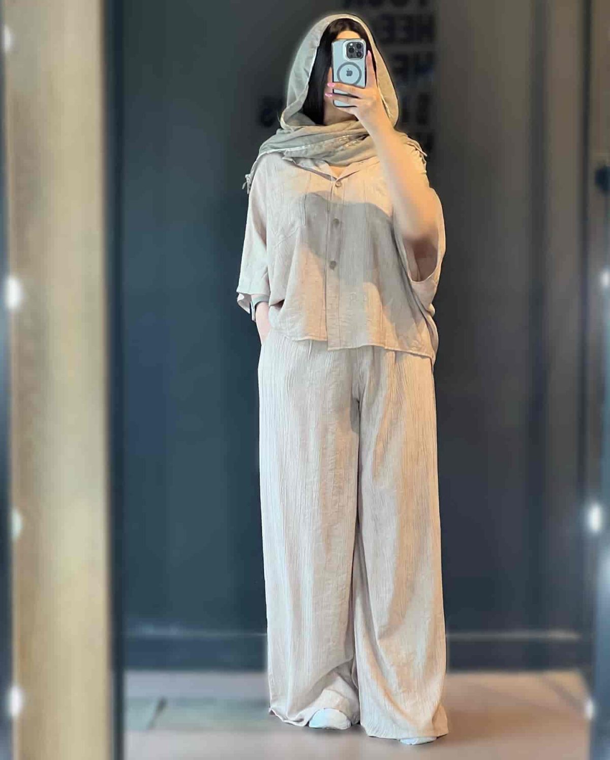 ست مانتو شلوار شانتون زنانه فائزه