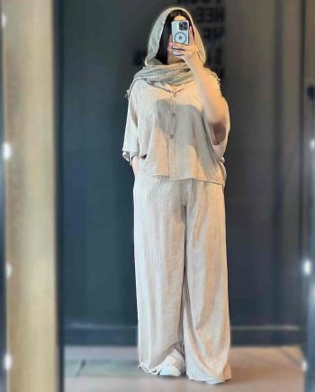 ست مانتو شلوار شانتون زنانه فائزه