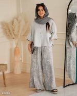 شومیز و شلوار بگ طرحدار زنانه هیوا