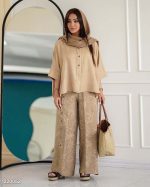 شومیز و شلوار بگ طرحدار زنانه هیوا