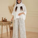 شومیز و شلوار بگ طرحدار زنانه هیوا