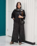 شومیز و شلوار بگ طرحدار زنانه هیوا