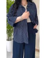 ست زنانه شومیز راه راه شلوار بگ مهسون