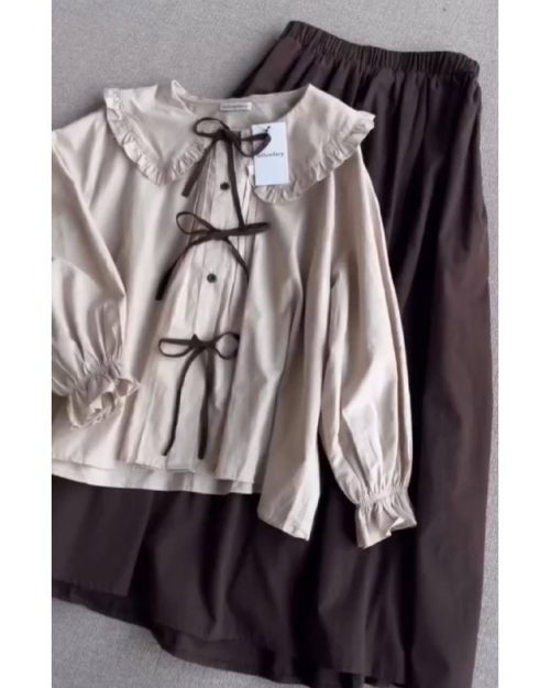 ست شومیز دامن دخترانه مدل شکلات