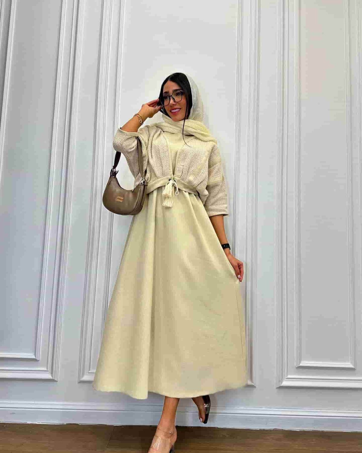 ست زنانه کت کنفی پیراهن آیلین