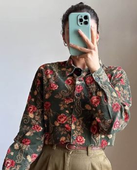 شومیز زنانه پاییزی مخمل کبریتی شهرزاد