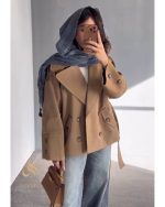 بارانی زنانه کتان آستردار رایس