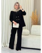 ست سه تیکه مانتو شلوار جلیقه نوژین