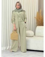 ست سه تیکه مانتو شلوار جلیقه نوژین