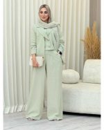 ست سه تیکه مانتو شلوار جلیقه نوژین