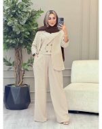 ست سه تیکه مانتو شلوار جلیقه نوژین