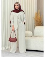 ست سه تیکه مانتو شلوار جلیقه نوژین