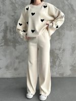 ست زنانه بلوز شلوار بافت برفا