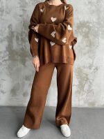 ست زنانه بلوز شلوار بافت برفا