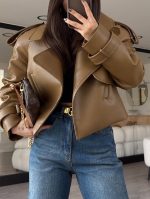 کاپشن کوتاه چرم زنانه پاندورا